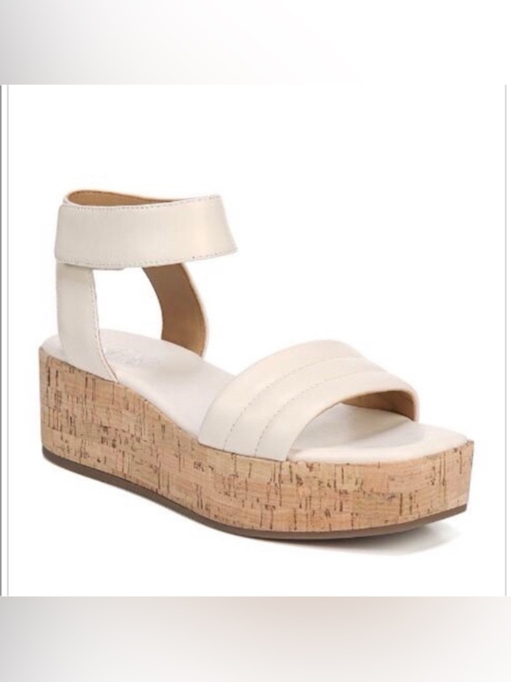 Franco Sarto Platform Cork Sandal Ankle Strap - Cream